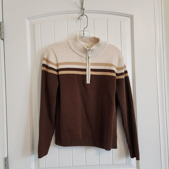 St John's Bay Striped Sweater Size Large Brown Cream - Picture 14 of 14